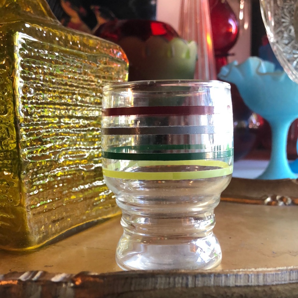 💚💋VINTAGE LIBBEY Striped Glass Tumbler